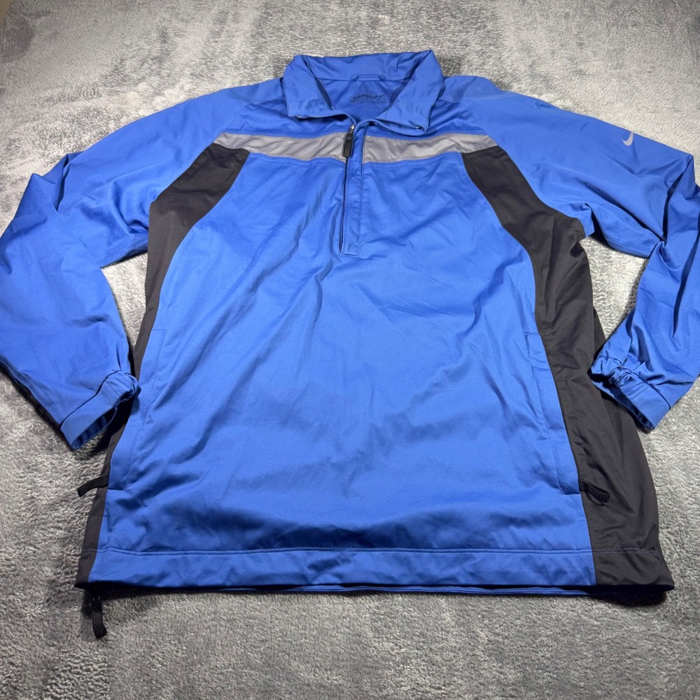 Nike Golf Storm-FIT Mens Blue‎ Black Colorblock Quarter Zip Windbreaker Large